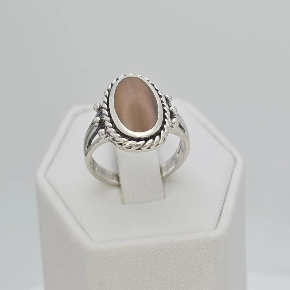 Vtg Signed MARSALA Ring 925 Sterling Silver Brown Cabochon Size 6 FREE $HIPPING!